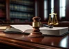 Courtroom gavel and law books representing legal proceedings.
