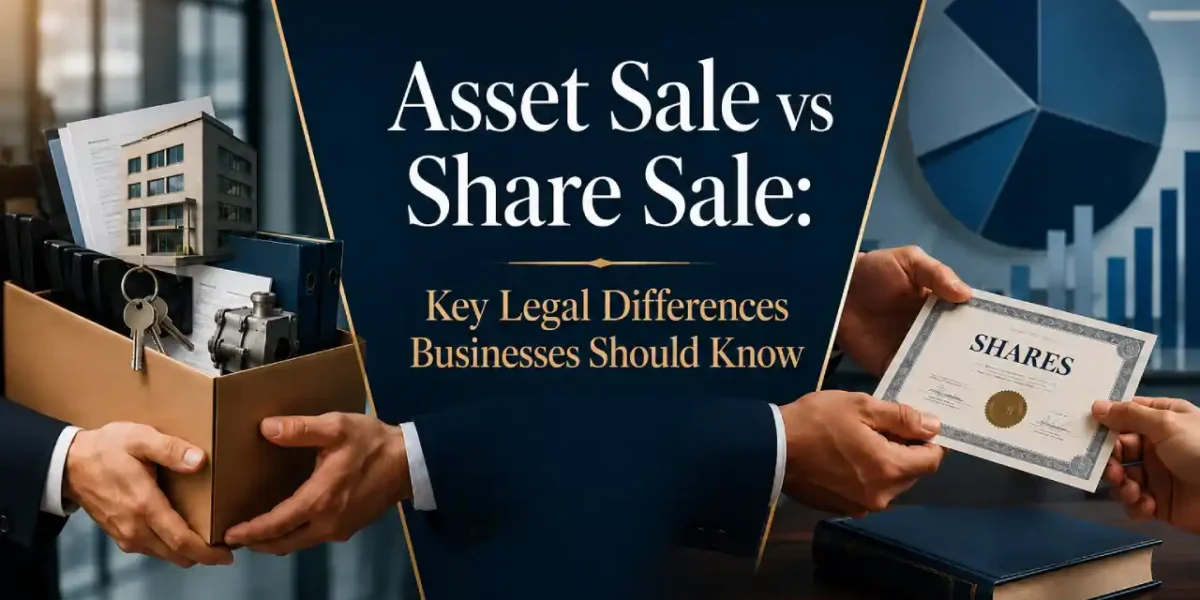 Asset sale and share sale legal comparison for businesses.