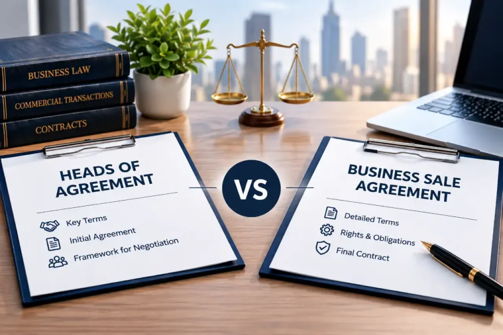 Heads of Agreement vs Business Sale Agreement comparison for business transactions.