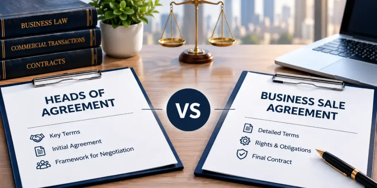 Heads of Agreement vs Business Sale Agreement comparison for business transactions.