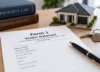 Form 1 Vendor Statement with house model, keys and property law documents in South Australia.